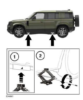 Land Rover Defender. Wheel changing
